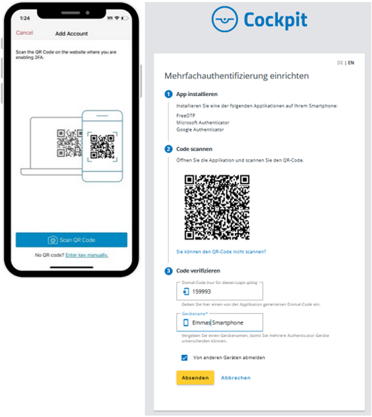 Wie richte ich einen zweiten Faktor ein: Authenticator-App